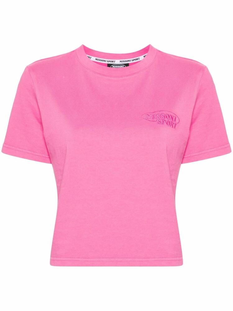 Missoni logo-embroidered cotton T-shirt - Pink Cover