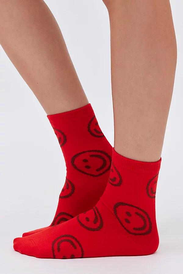 BAGGU Happy Crew Sock in Red Happy Cover