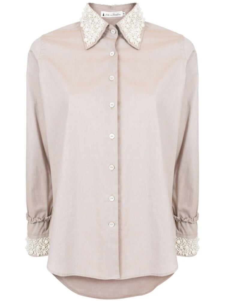 Lethicia Bronstein Auty pearl-embellished shirt - Grey Cover