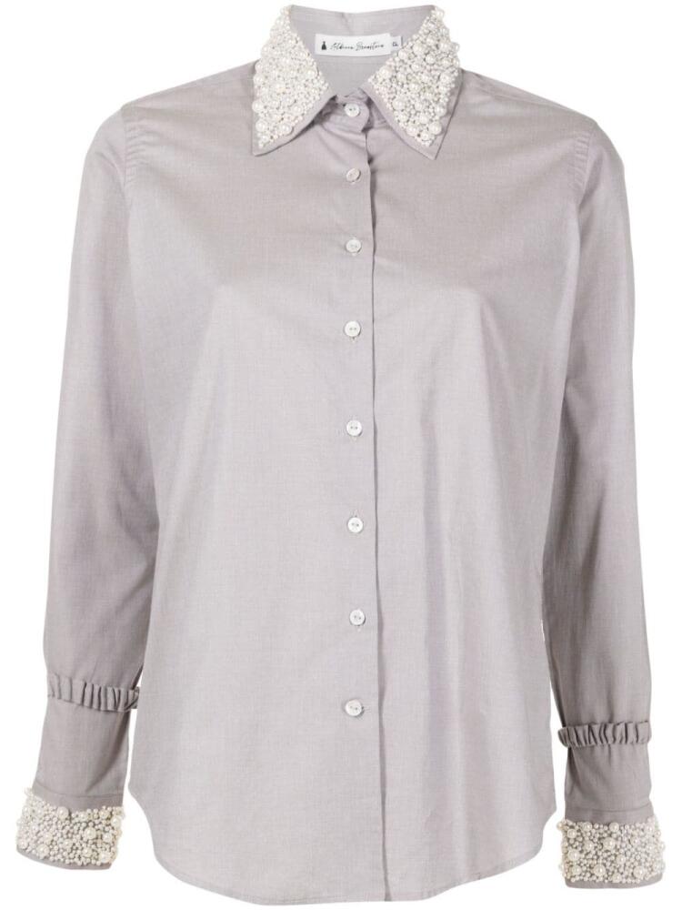 Lethicia Bronstein Auty pearl-embellished cotton shirt - Grey Cover