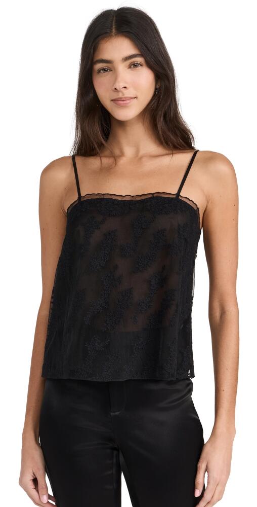 Jason Wu Embroidered Lace Tulle Cami Top Black Cover