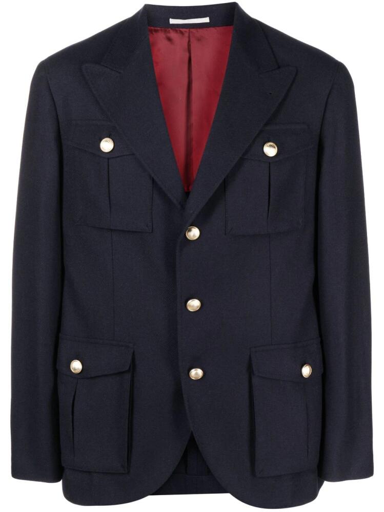 Brunello Cucinelli single-breasted wool-blend blazer - Blue Cover