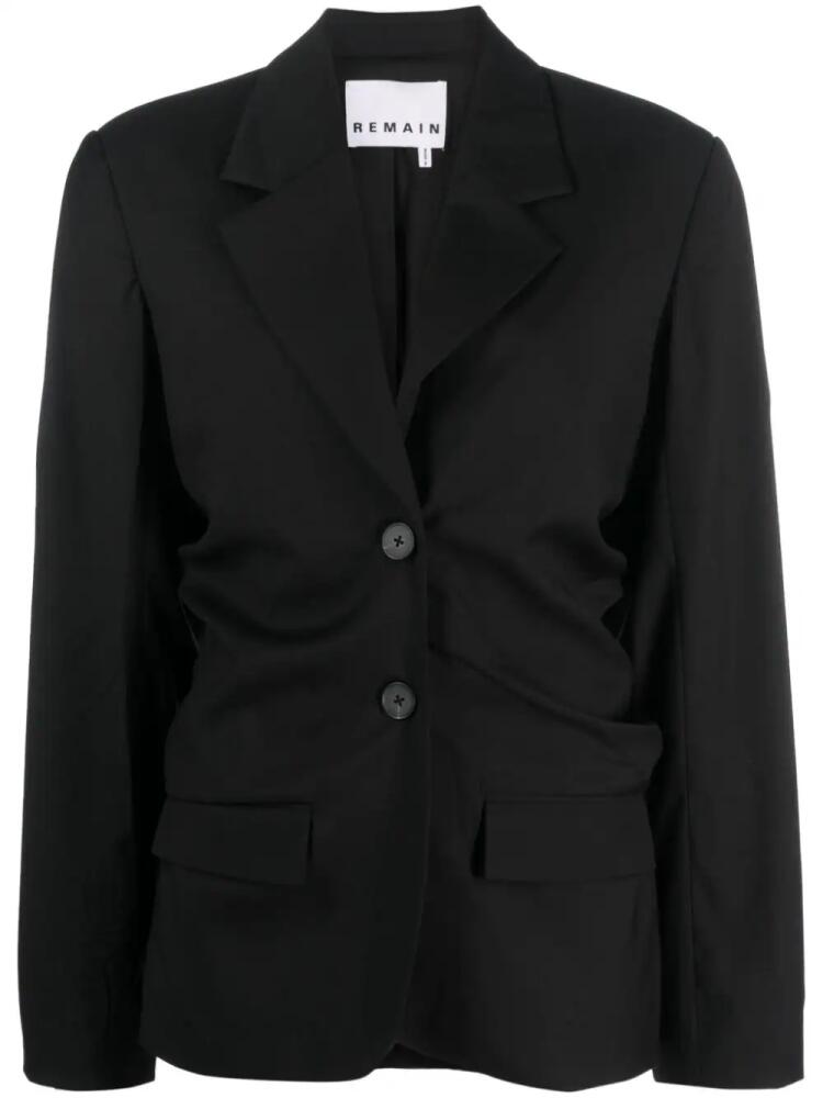 REMAIN ruched single breasted blazer - Black Cover