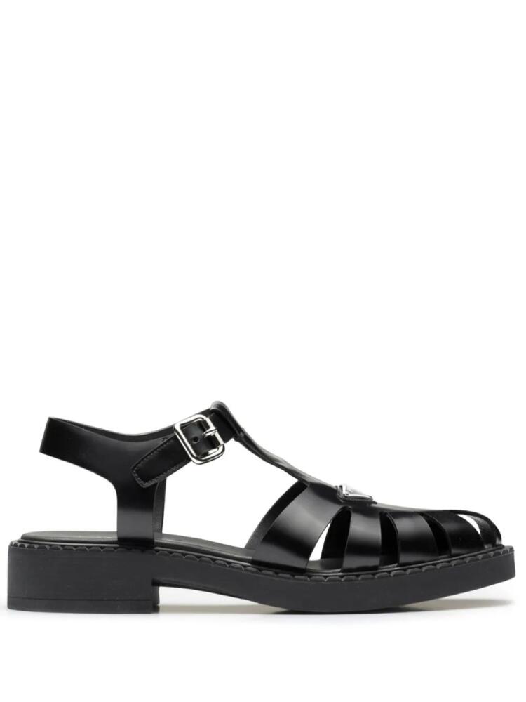 Prada triangle logo fisherman sandals - Black Cover