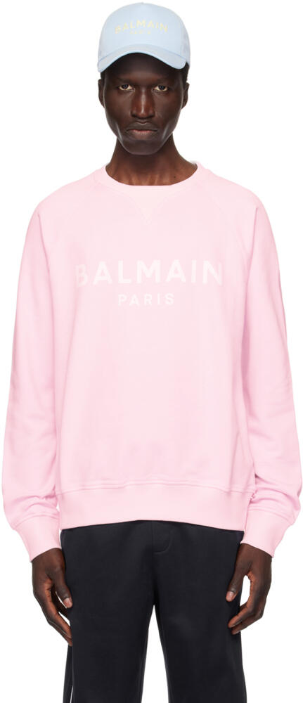 Balmain Pink 'Balmain Paris' Printed Sweatshirt Cover