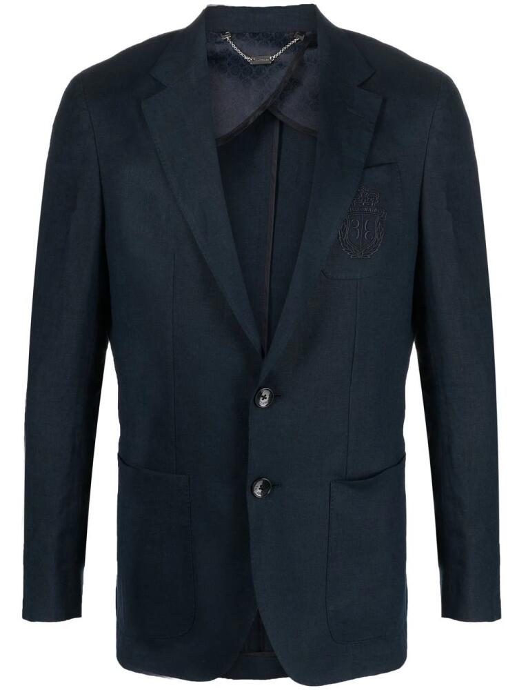 Billionaire logo-embroidery linen blazer - Blue Cover