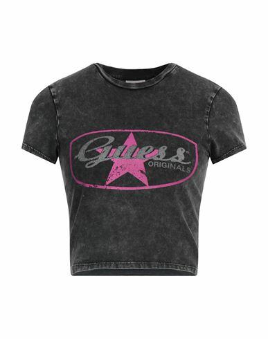 Guess Woman T-shirt Steel grey Cotton, Elastane Cover