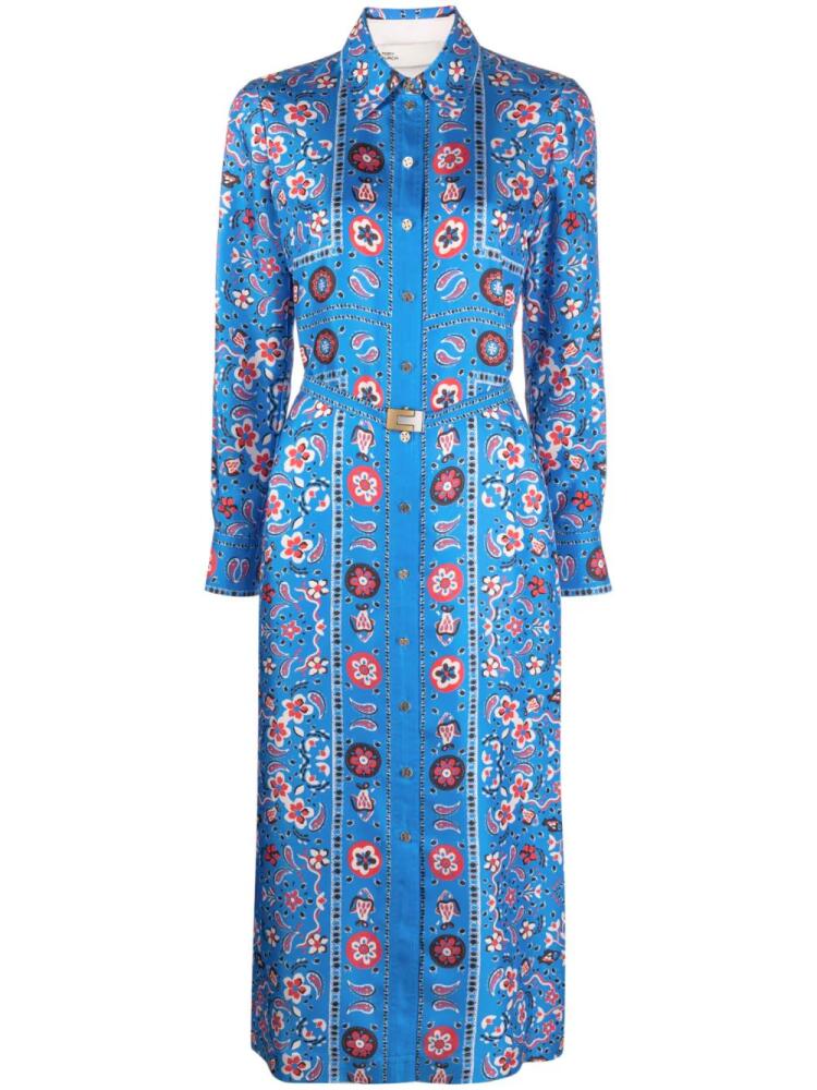 Tory Burch paisley-print silk shirtdress - Blue Cover