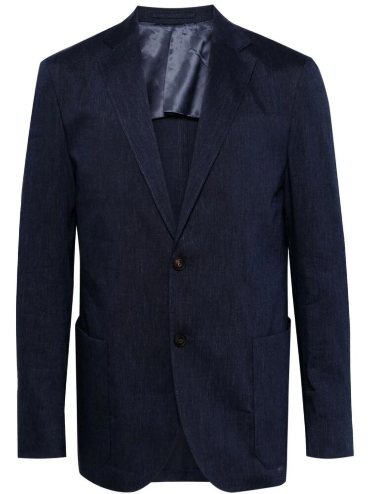 Corneliani mélange-effect single-breasted blazer - Blue Cover