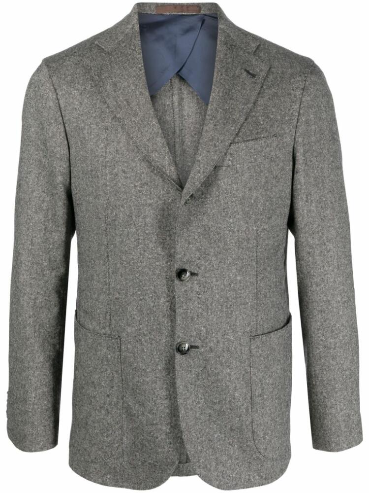 Barba mélange-effect single-breasted blazer - Grey Cover