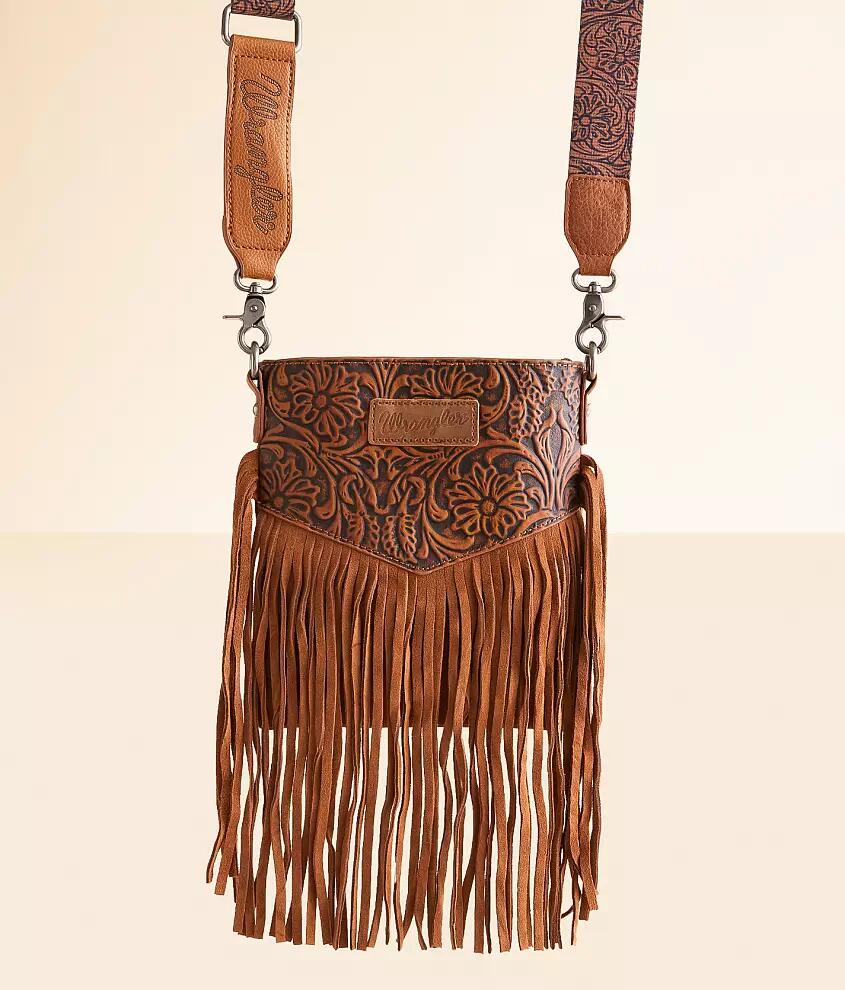 Wrangler Tooled Leather Fringe Purse Cover