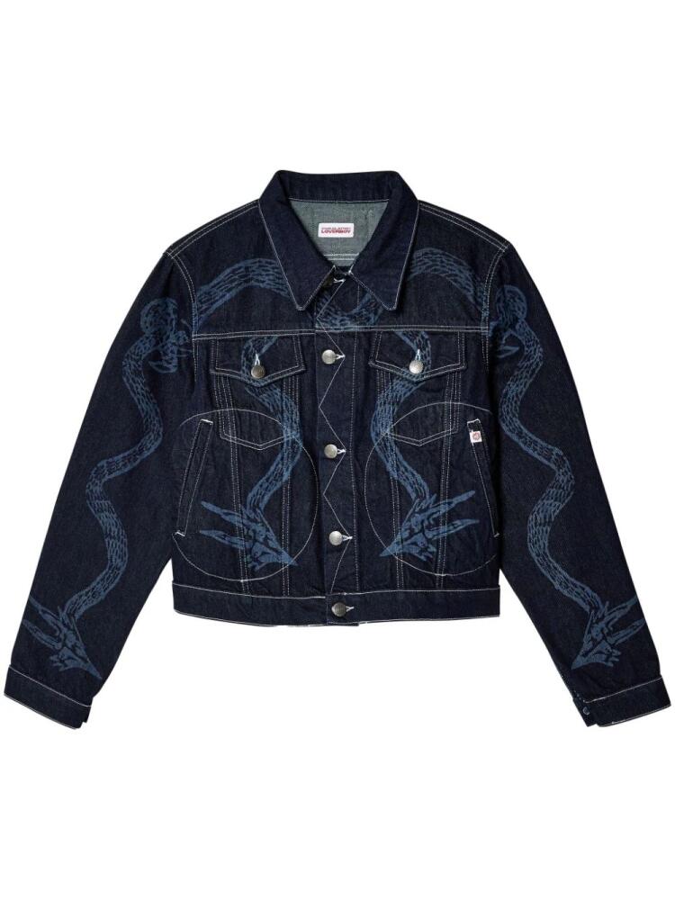 Charles Jeffrey Loverboy snake-print denim jacket - Blue Cover