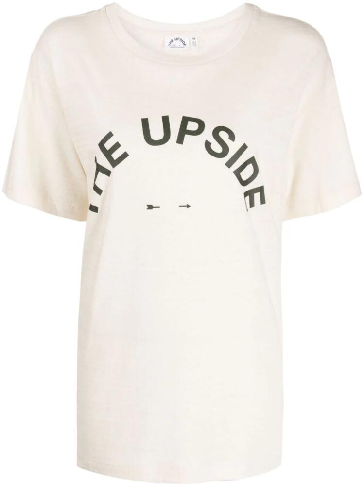 The Upside logo-print cotton T-shirt - Neutrals Cover