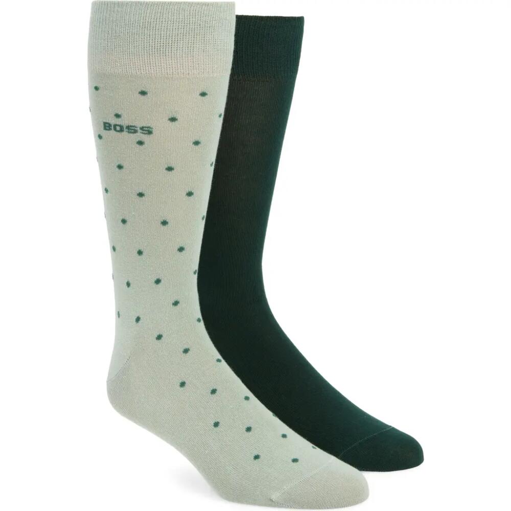 BOSS Assorted 2-PackCotton Blend Dress Socks in Light Green Cover