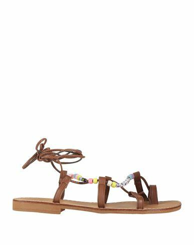 Ovye' By Cristina Lucchi Woman Thong sandal Tan Leather Cover