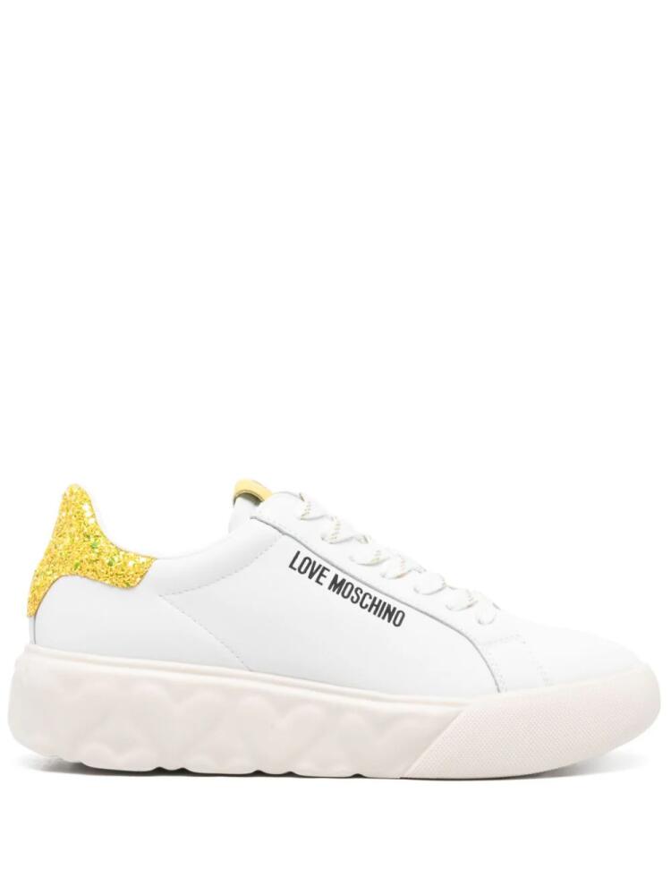 Love Moschino logo-print leather sneakers - White Cover