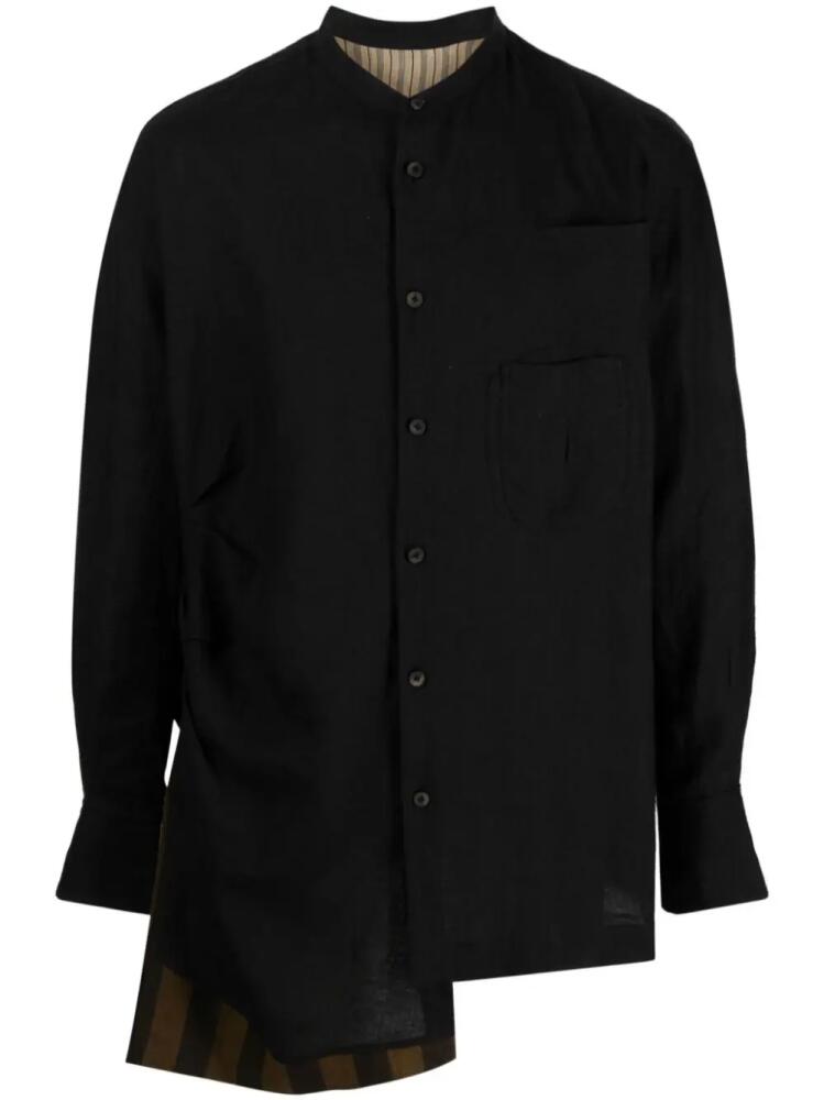 Ziggy Chen Asymmetric collage button-up shirt - Black Cover