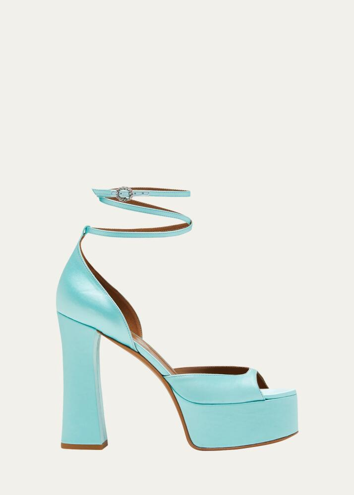 ARIELLE BARON Dolce Satin Ankle-Wrap Platform Sandals Cover