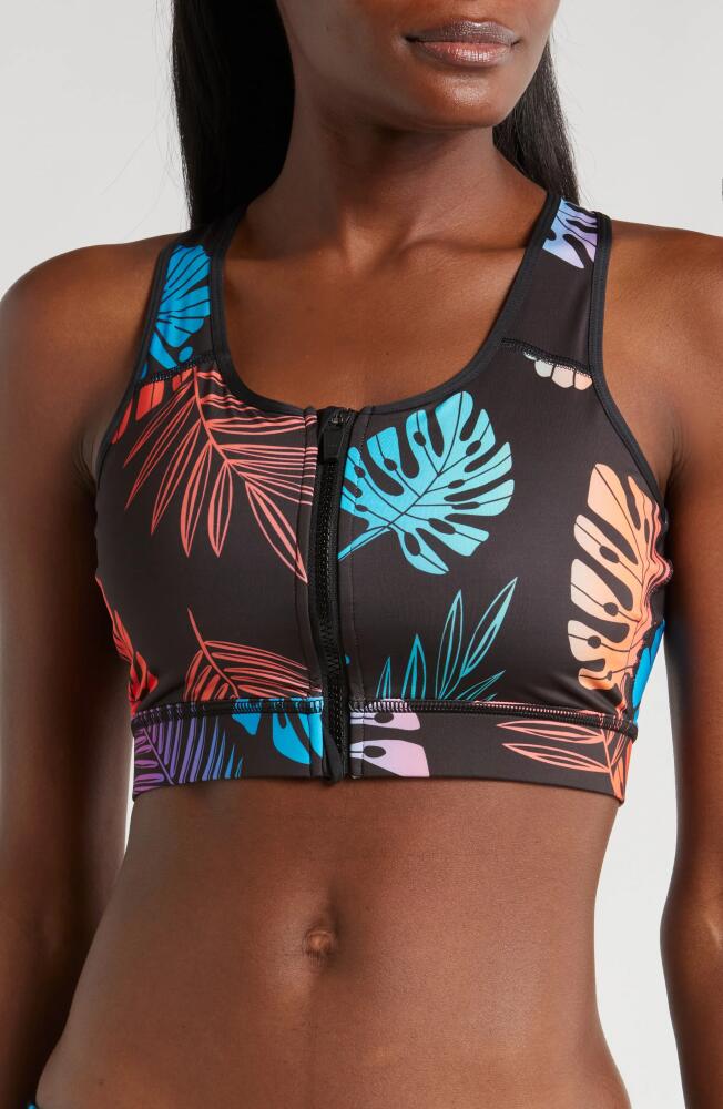 TomboyX Racerback Zip Bikini Top in Tropadelic Cover