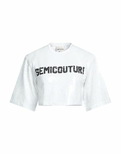 Semicouture Woman T-shirt White Polyester Cover