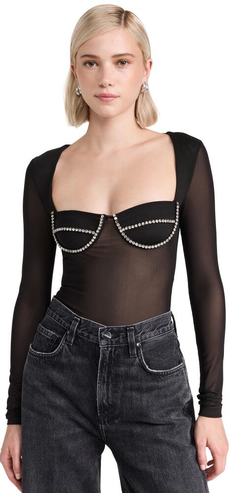 BARDOT Carter Diamante Thong Bodysuit Black Cover