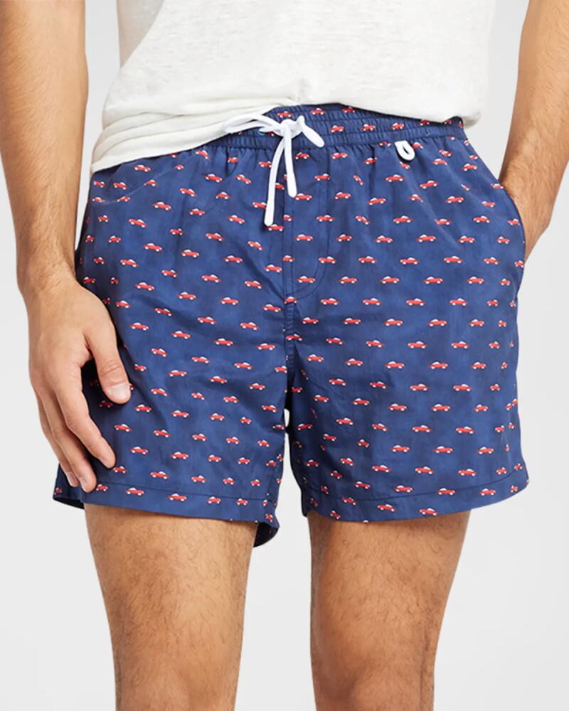 Loro Piana Men's Sailboat-Print Nylon Swim Trunks Cover