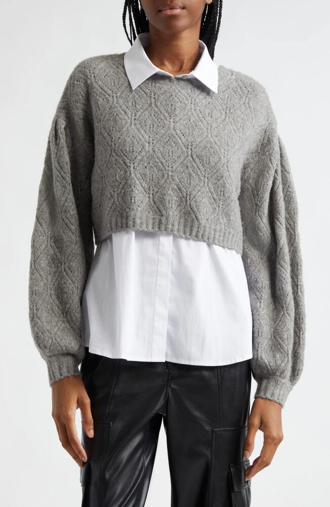 Cinq à Sept Landry Layered Sweater in Heather Grey/White Cover