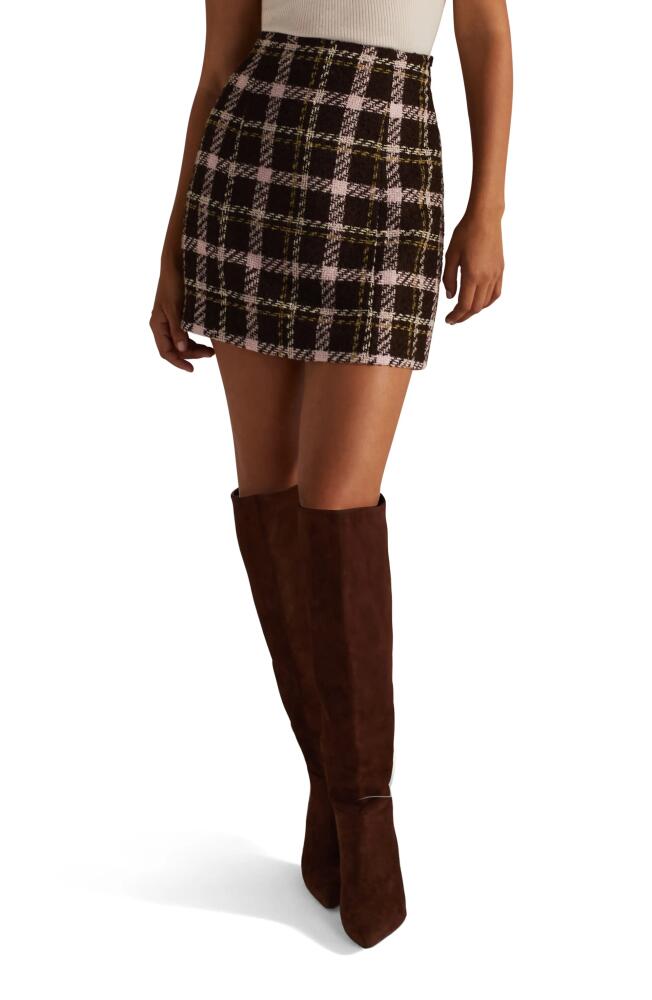 Favorite Daughter The First Wife Plaid Tweed Miniskirt in Chocolate Plaid Cover