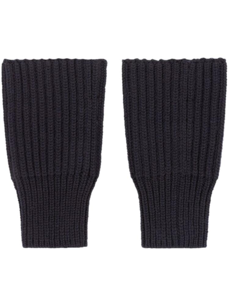 DRIES VAN NOTEN ribbed-knit wool mittens - Blue Cover