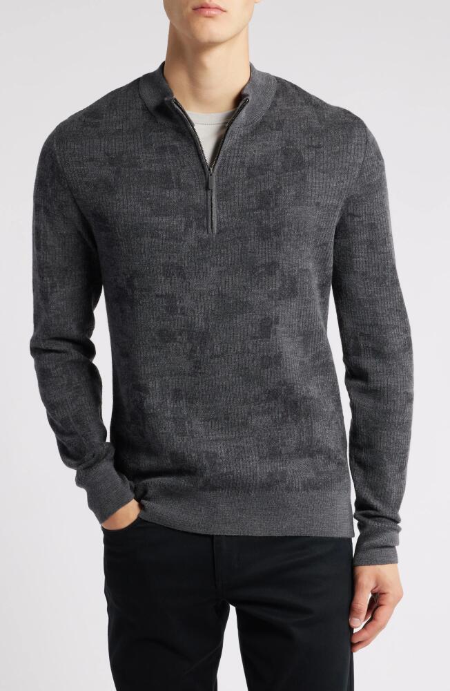 Robert Barakett Dalup Half Zip Mock Neck Wool Sweater in Charcoal Cover