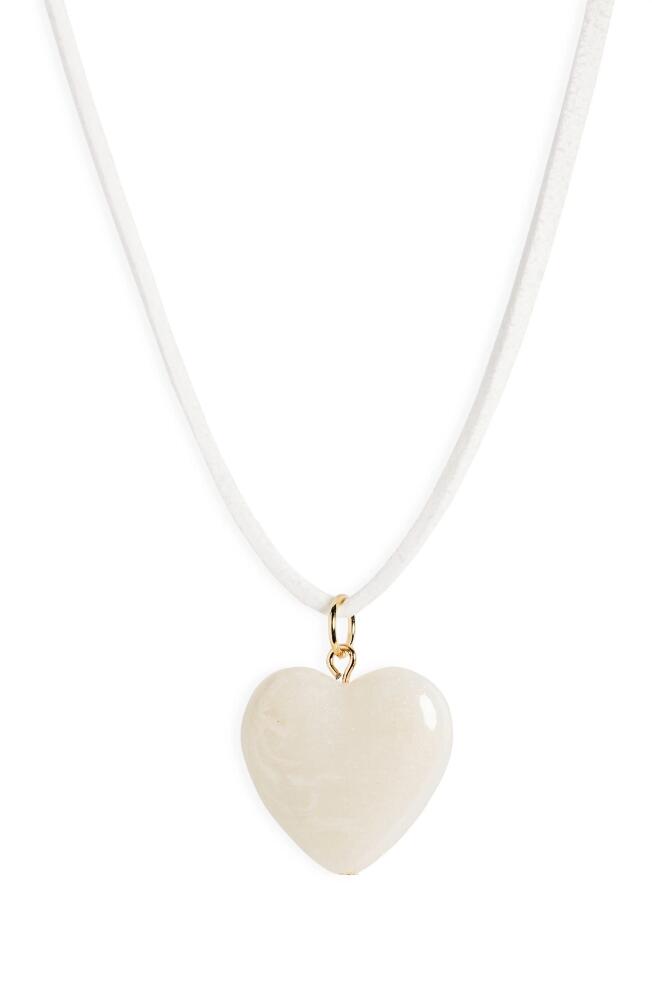 BP. Puffed Heart Pendant Necklace in White- Ivory Cover