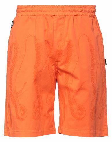 Octopus Man Shorts & Bermuda Shorts Orange Cotton, Elastane Cover