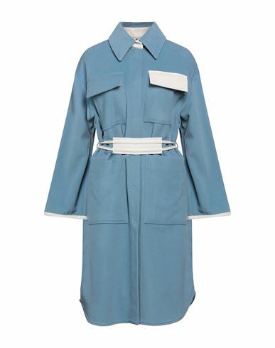 Sfizio Woman Coat Pastel blue Virgin Wool, Polyamide, Cashmere Cover