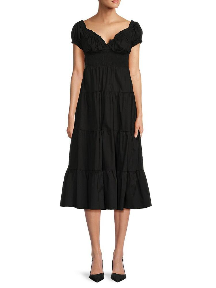 WeWoreWhat Women's Smocked Midi Tiered Dress - Black Cover