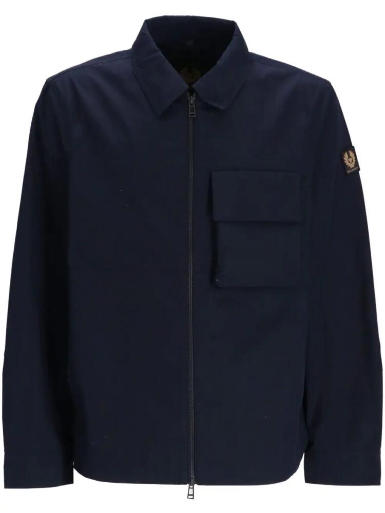 Belstaff logo-appliqué runner overshirt - Blue Cover