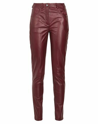 8 By Yoox Leather Skinny Fit Pant Woman Pants Burgundy Lambskin Cover