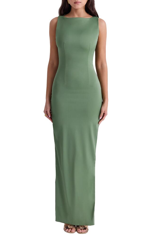 HOUSE OF CB Filomena Side Slit Matte Jersey Gown in Dill Cover