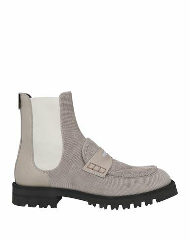 Emporio Armani Man Ankle boots Light grey Textile fibers, Leather Cover