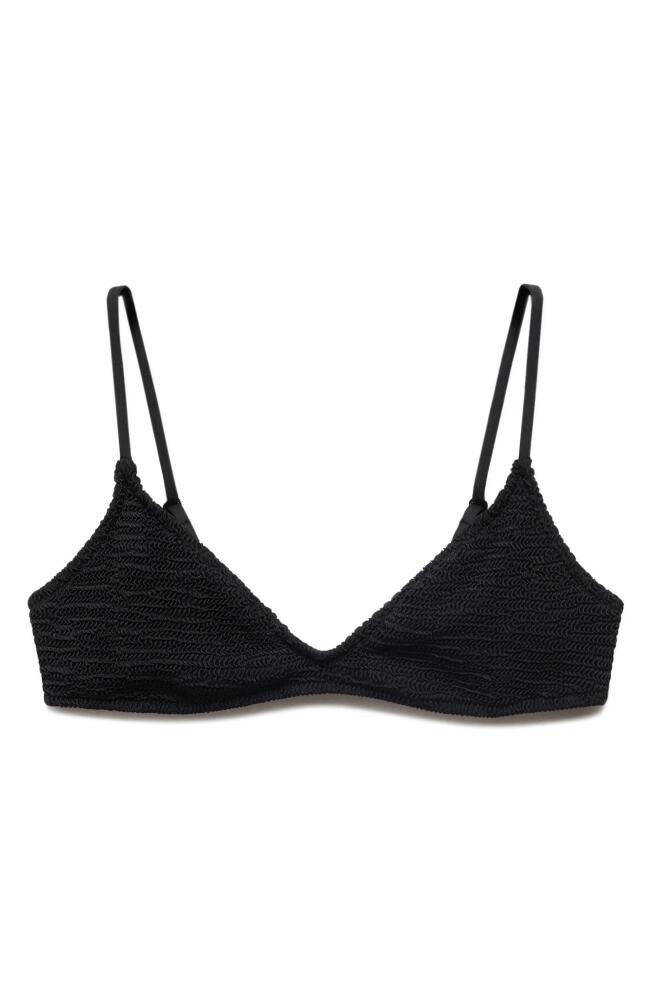 MANGO Textured Bikini Top in Black Cover