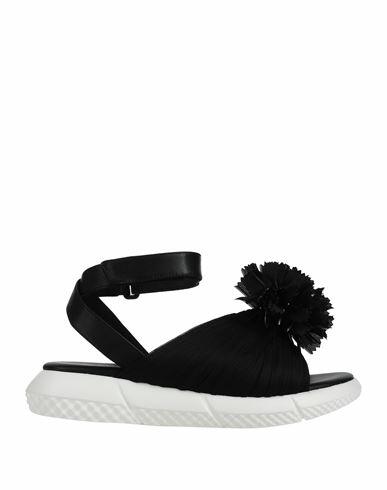 Elena Iachi Woman Sandals Black Textile fibers, Soft Leather Cover