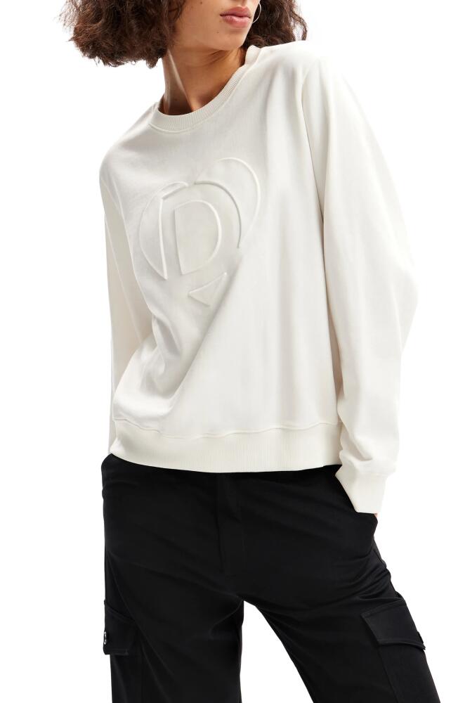 Desigual Imagotype Embossed Sweatshirt in White Cover