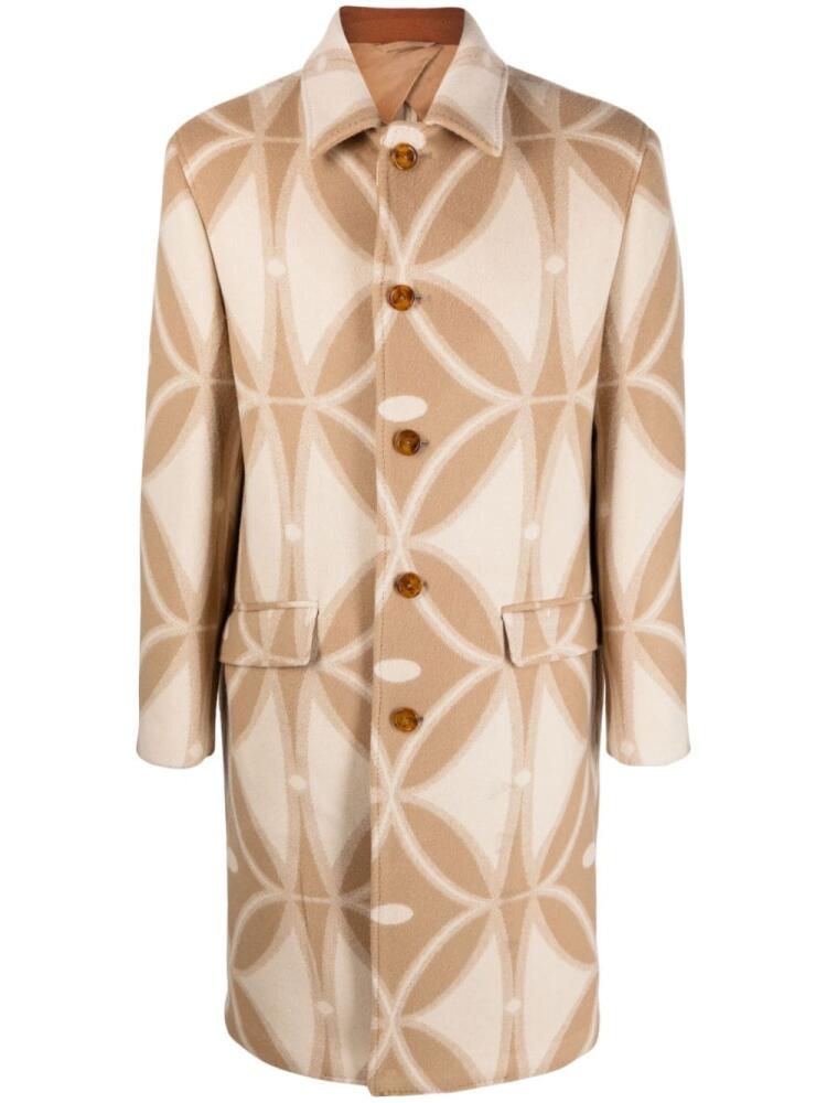 ETRO geometric-pattern wool coat - Brown Cover