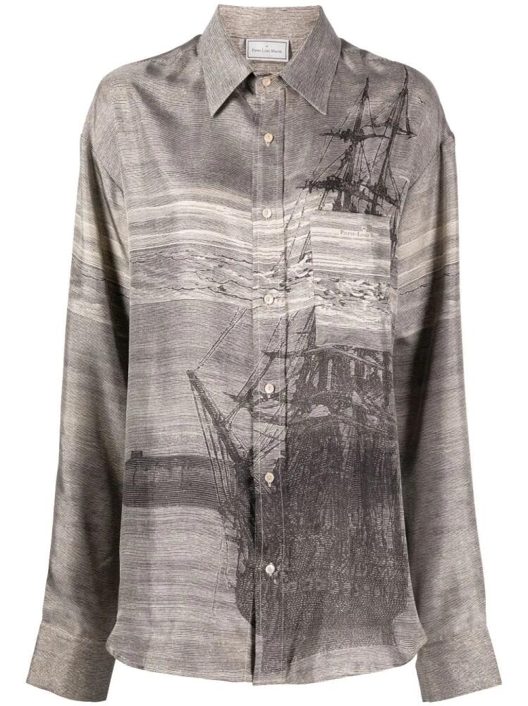 Pierre-Louis Mascia graphic-print long-sleeve shirt - Grey Cover