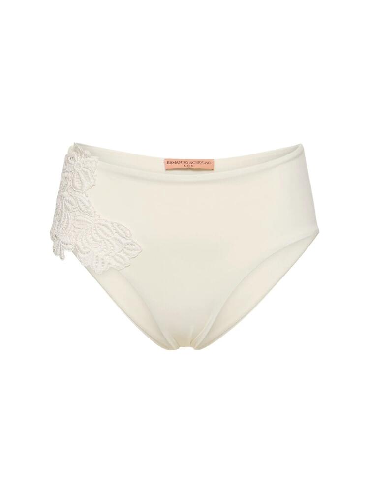 ERMANNO SCERVINO Lycra Embroidery High Rise Bikini Bottom Cover