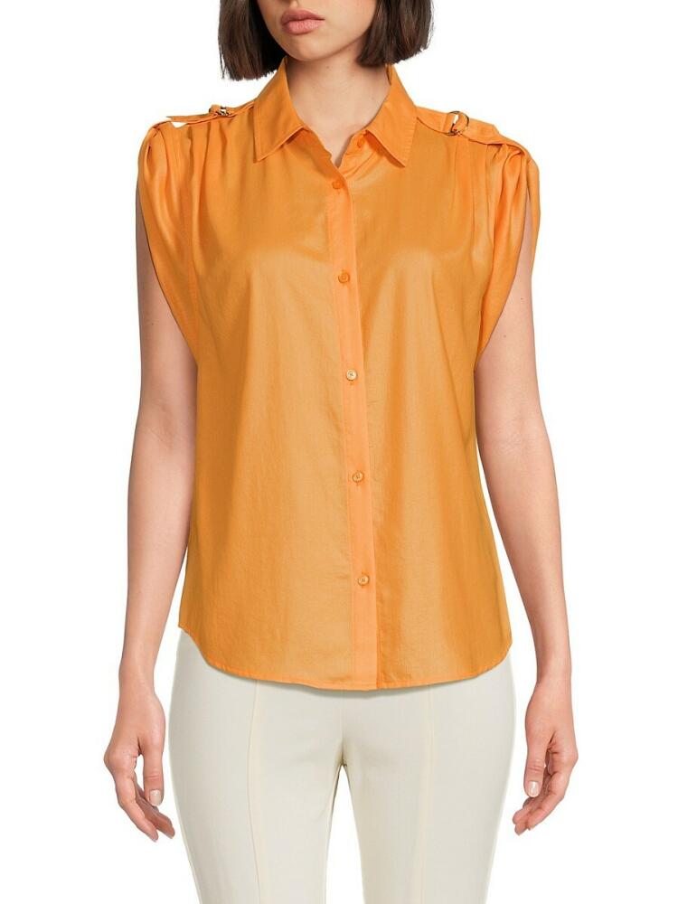 DKNY Women's Roll Tab Sleeve Shirt - Canteloupe Cover