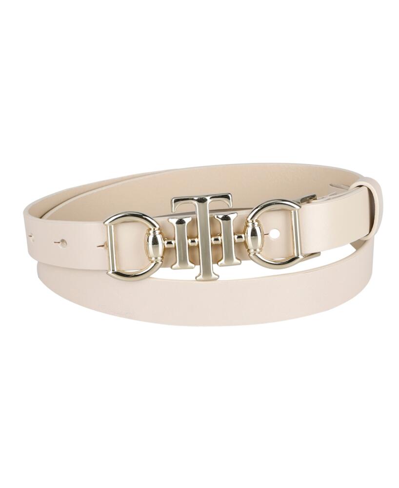 Tommy Hilfiger Women's Skinny Double Ended Horsebit Buckle Dress Casual Belt - Natural Cover