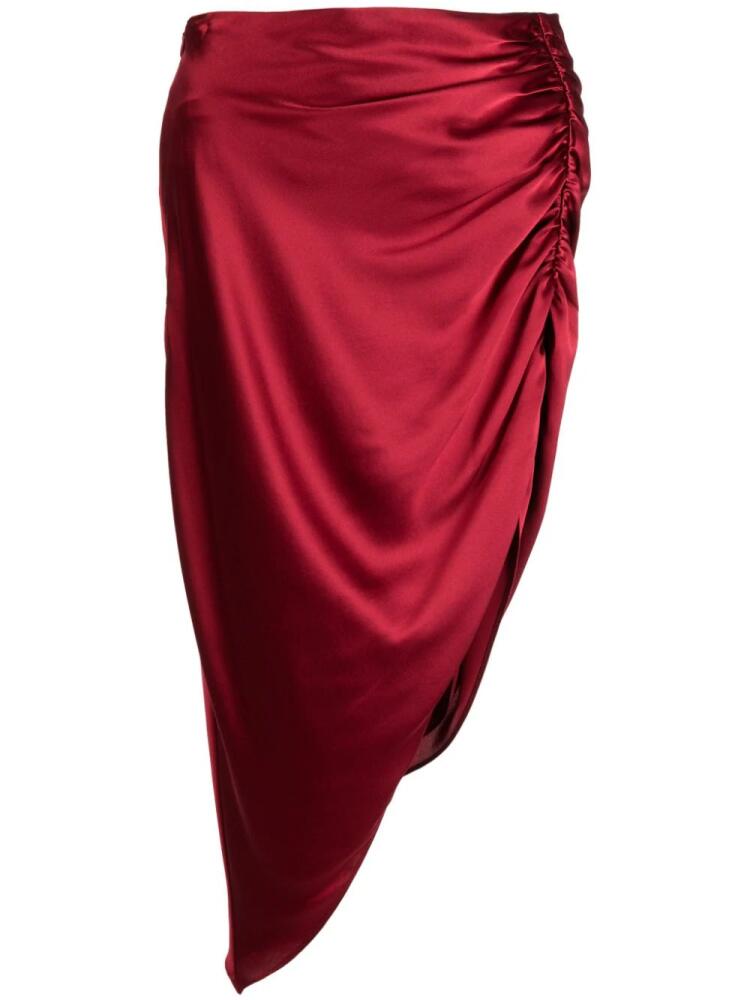 Michelle Mason asymmetric ruched silk skirt - Red Cover