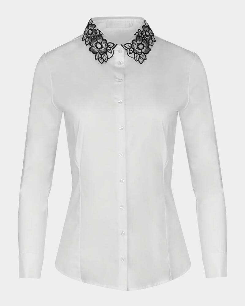 Anne Fontaine Recueil Embroidered Button-Down Blouse Cover