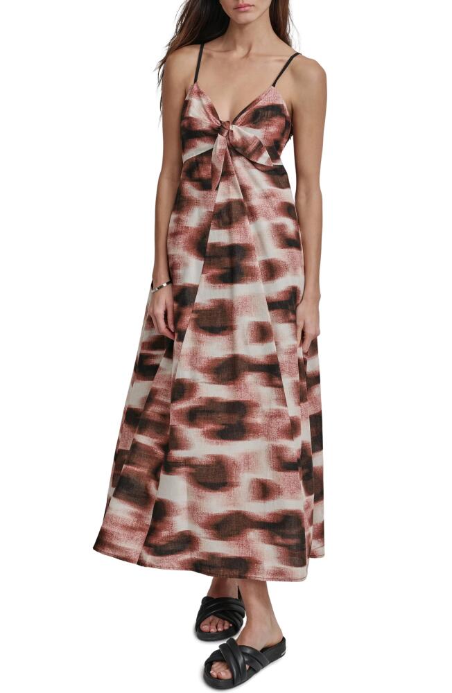 DKNY Tie Front Maxi Dress in Abstract Dot Cover