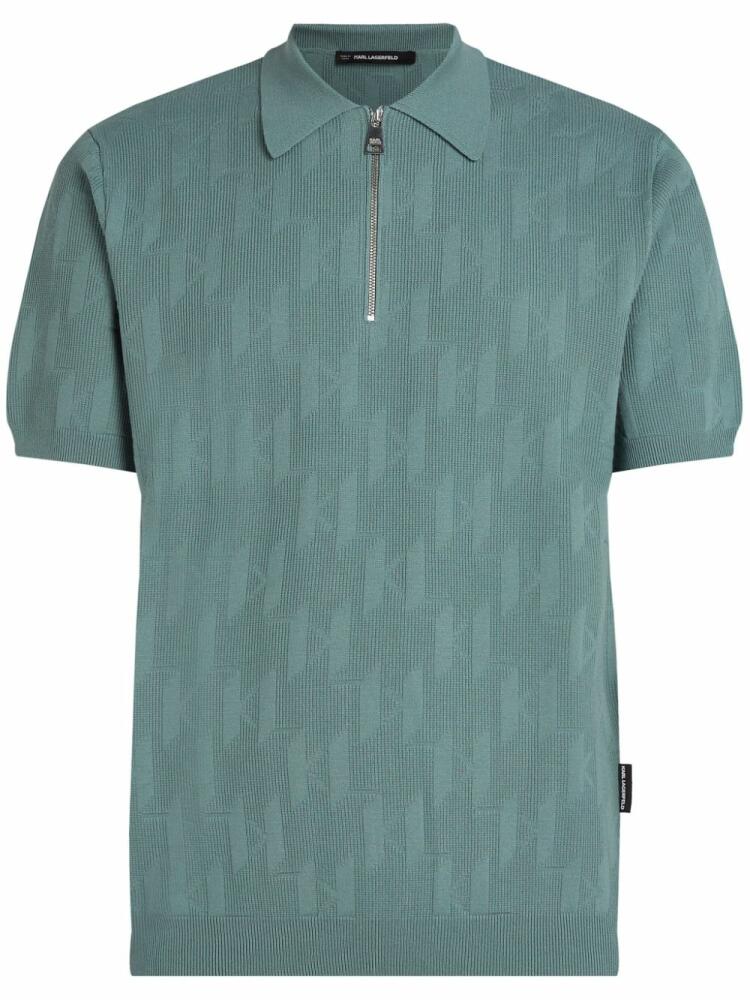 Karl Lagerfeld monogram-jacquard polo shirt - Blue Cover